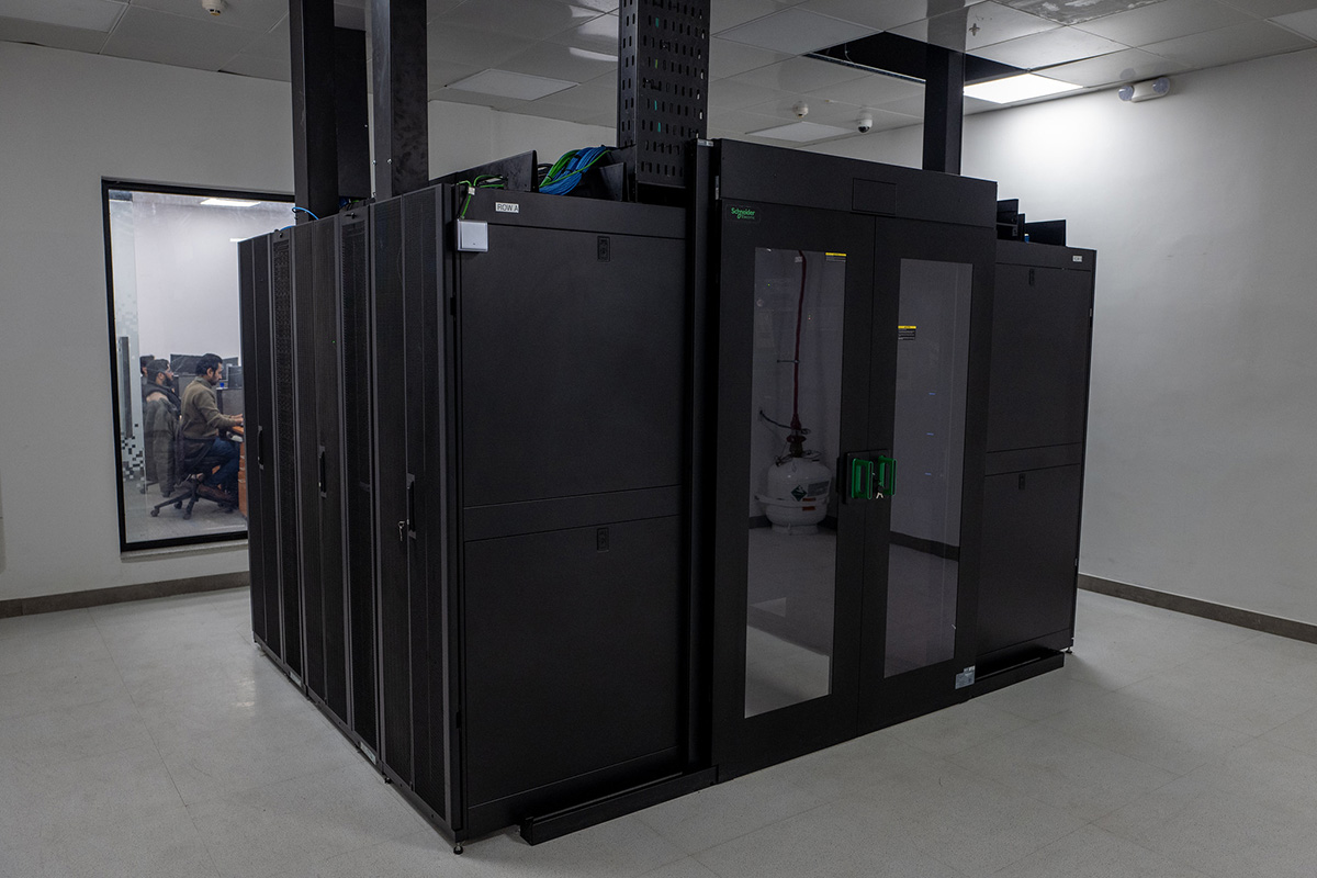 The servers at the PMIU data center handle millions of data. The room next door houses air conditioning equipment to cool the servers. Credit: GPE/Sebastian Rich