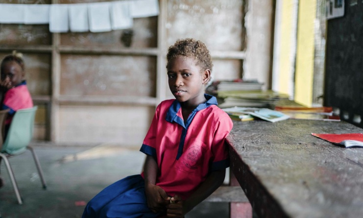 Evangaliza attends primary school in Solomon Islands. 2016.